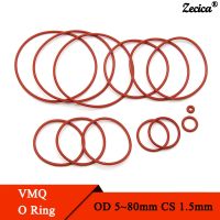 10/50 Buah Makanan Kelas VMQ O Cincin Paking CS 1.5Mm OD 5 80Mm Mesin Cuci Tahan Air Bulat O Bentuk Karet Silikon Cincin Merah