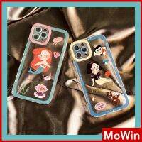 Mowin - เคสไอโฟน iPhone 13 เคส ซิลิโคนนุ่มเคสใสสแควร์ขอบแองเจิลกล้องป้องกันตากันกระแทกเจ้าหญิงเงือกการ์ตูนสไตล์น่ารักสำหรับ