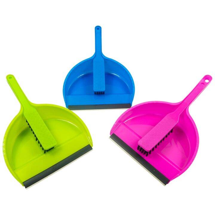 1Tap Plastic Dustpan & Brush Set Hand Broom Easy Dirt Pickup Helps Keep