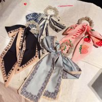 2022 Korean Sweet Scarf Elastic Band Hair Ties Dual Use Rope Bow Ribbon Head Flower  Tie Detachable  Accessories Barettes