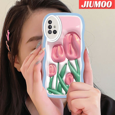 JIUMOO เคสปลอกสำหรับ Samsung กาแล็คซี่ A51 4G A51 5G เคส M40s ดอกไม้น่ารัก3มิติลายคลื่นสีสันสดใสเคสโทรศัพท์แบบใสกรอบซิลิโคนกันกระแทกเคสนิ่มโปร่งใสป้องกันเลนส์กล้อง