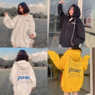 Áo khoác powr nữ form rộng Hàn Quốc, áo hoodie nữ form rộng có dây kéo đi học powr thumbnail