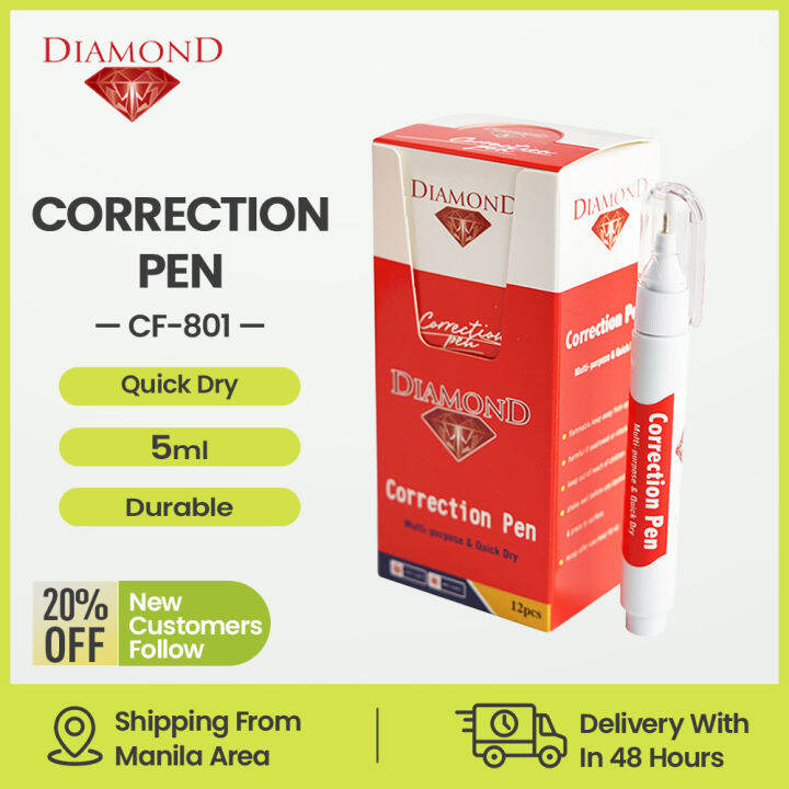 Diamond CF801 Correction Pen Liquid Quick Dry Fluid NonToxic For School Supplies 5ml Lazada PH