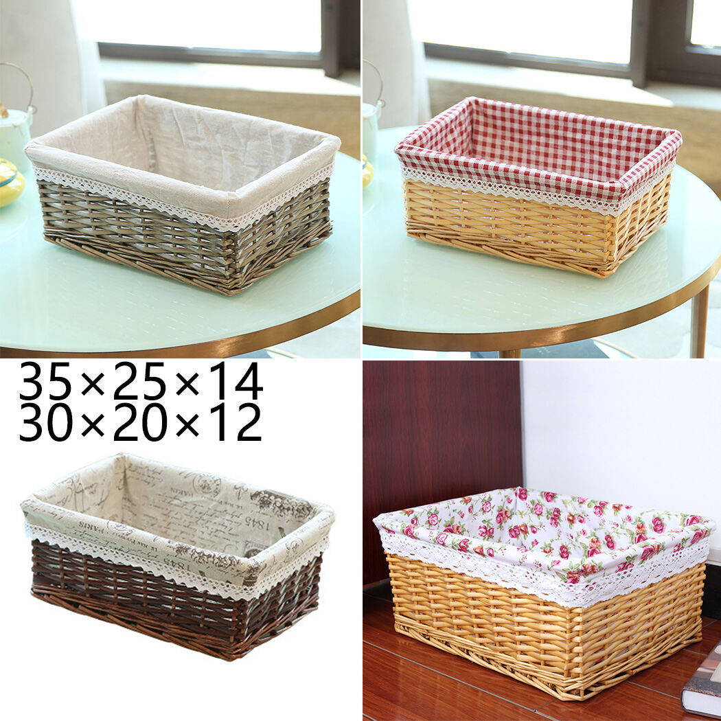 Willow Wicker Wider Big Deep Nursery Organiser Storage Xmas Hamper Basket Lined 