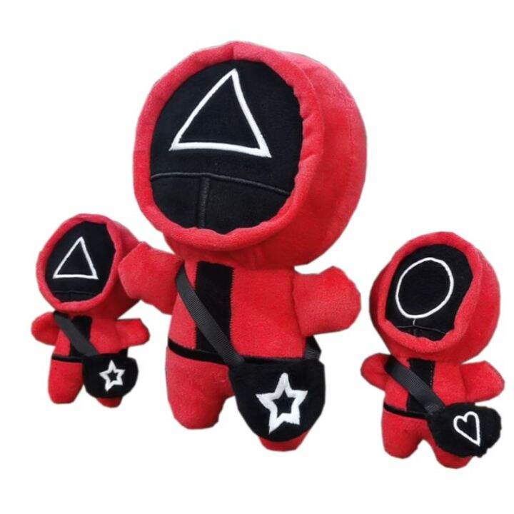 game-six-squid-round-red-guard-plush-toys-staff-worker-circle-watcher-triangle