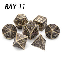 CHENGSHUO 7 PCS Ray Design Dice RPG Metal Dice Set for Table Top Game DND COC and Role Playing Game and Boad Game MTG D20 D6 D10