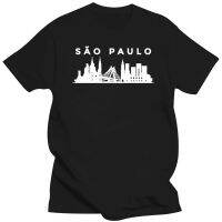 เสื้อยืด Sao Paulo เส้นขอบฟ้าของเมืองบราซิลเสื้อยืดผ้าฝ้าย100% ฤดูร้อนท็อปส์ซูคอรอบราคาถูกขายส่งใหม่