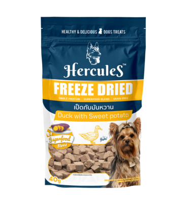 ขนมสุนัขเฮอร์คิวลิส HERCULES Freeze Dried  Duck with Sweet potato 12x40g