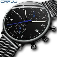 Mens Watch CRRJU Luxury Top Brand Men Stainless Steel WristWatch Mens Military waterproof Date Quartz watches relogio masculino