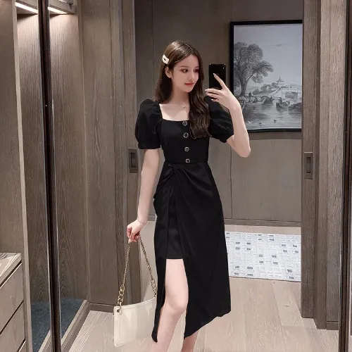 mid length slit dress