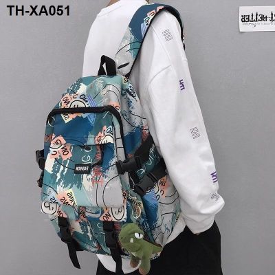 male ins popular logo high-capacity graffiti backpack tide cool bag high school students to take college