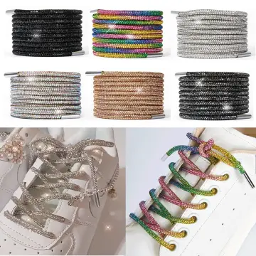 1pair White Rhinestone Shoelaces With Rhinestone Decoration, Fashion Diy  Lace For Sneakers And Athletic Shoes