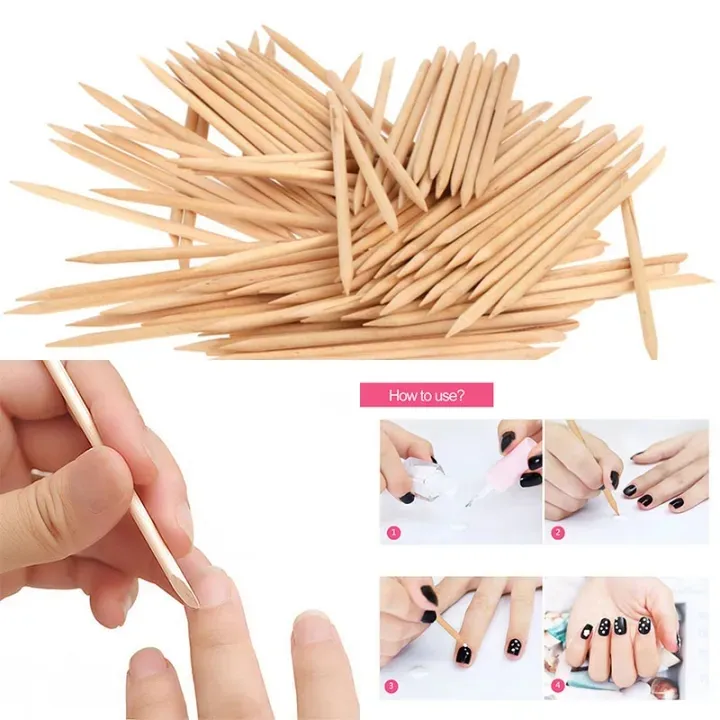 Double End Nail Art Wood Stick Cuticle Pusher Remover Professional Nail Art  Tools