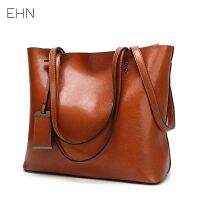 EHN Fashion Leather Tote Bag for Women Retro European Fashion Casual Bags