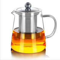 Heated glass teapot double wall glasses teapot with filter net glass infuser teapot