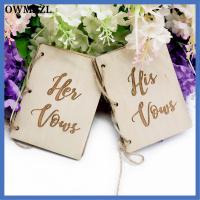 OWMXZL 2PCS/Set หัตถกรรม เจ้าบ่าวเจ้าสาว ปาร์ตี้ซัพพลาย หนังสือคำสาบานการแต่งงาน อุปกรณ์ประกอบฉากการถ่ายภาพไม้ ตกแต่งงานแต่งงาน เธอและคำปฏิญาณของเขา