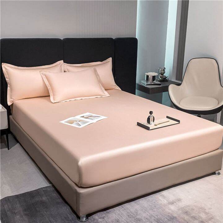 high-quality-long-staple-cotton-fitted-sheet-with-elastic-band-bed-sheet-solid-color-mattress-cover-queen-size-fit-cover