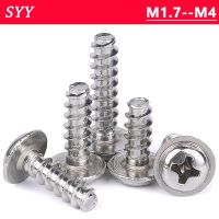 【CW】 M1.7M2 M2.3 M2.6 M3.5M4 304 Phillips Pan Flat Tail Tapping Screw Round Truss with Washer