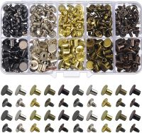 150 Sets Round Flat Head Screws Buttons Metal Studs Rivets Screwback Rivet Studs for Leather Crafting 8MM (Mixed in Box)