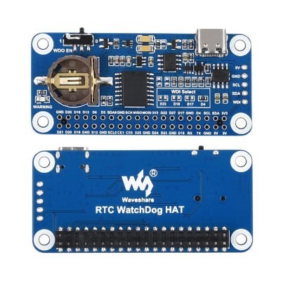 Waveshare RTC WatchDog HAT สำหรับ Raspberry Pi,รีเซ็ตอัตโนมัติ,RTC ความแม่นยำสูง,นาฬิกาแบบเรียลไทม์,Watchdog,All In One Compact Module