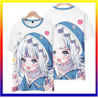 เสื้อยืด Anime Gawr Gura Vtuber พิมพ์ 3D ฉลามเซ็กซี่สาวเสื้อยืดผู้ชายแฟชั่นผู้หญิงบวกขนาดเสื้อยืดเด็กผู้ชายเสื้อยืด Kawaii XS-5XL