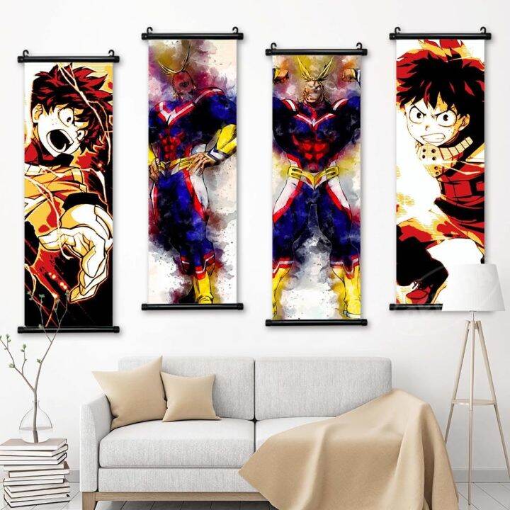 ผ้าใบ-wall-art-my-hero-academia-พิมพ์-all-might-ภาพวาดแขวน-anime-scrolls-โปสเตอร์ตกแต่งบ้าน-midoriya-izuku-modular-picture