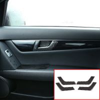 4 Pcs Soft Carbon Fiber For Mercedes Benz C Class W204 C180 C200 C260 2007-2013 Essories Car Interior Door Handle Stickers