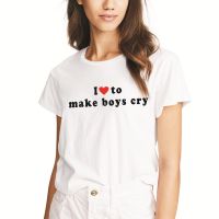 Porzingis summer t-shirt with slogans I LOVE TO MAKE BOYS CRY female T-shirt white cotton tee tops women