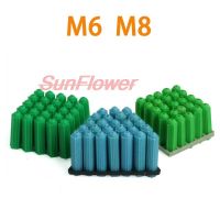 100Pcs Plastic Expansion Pipe M6 M8 Green Blue Hardened Masonry Screw Fixing Wall Anchor Plugs Self Tapping Screw Expansion Tube