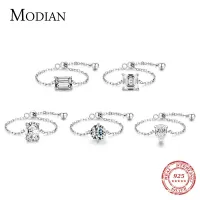 Modian 5สไตล์ CZ Link Chain แหวนอินเทรนด์925เงินสเตอร์ลิงปรับแหวนสีทองสำหรับงานแต่งงานเครื่องประดับ