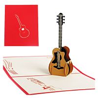 3D Wooden Guitar Pop Up Greeting Card Music Instrument Concert Violin Piano Invitation Party Birthday Gifts Greeting Cards
