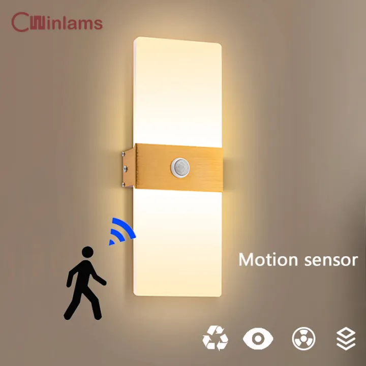 ไฟ LED ติดผนัง PIR Motion Sensor กลางคืนโคมไฟติดผนังห้องนอนไฟข้างเตียง ...