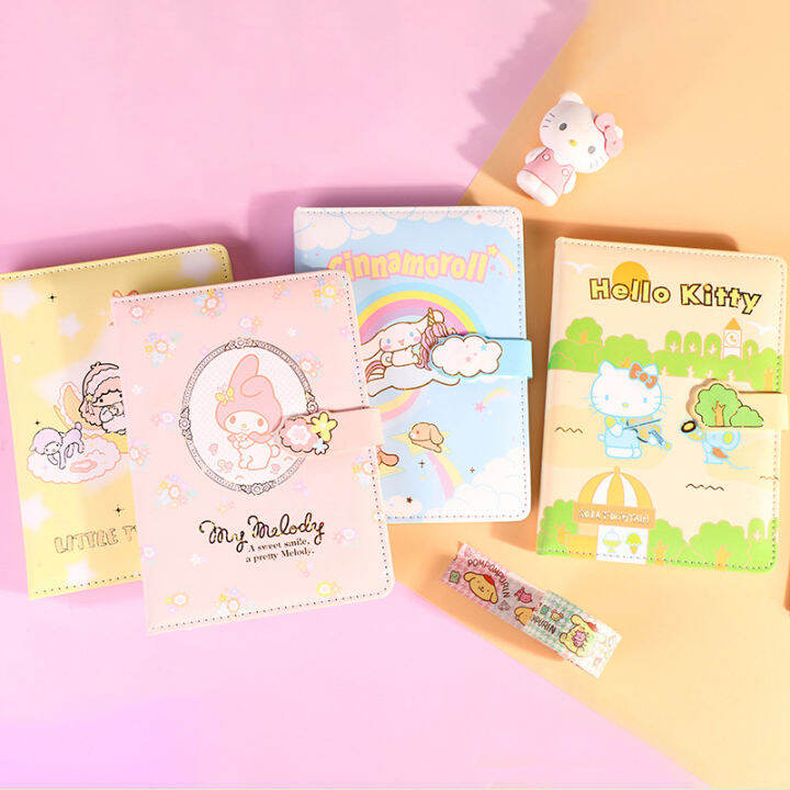 sanrio-animation-hello-my-melody-นักเรียนน่ารัก-magnetic-buckle-notebook-a6-big-eared-dog-creative-tanning-diary-notepad