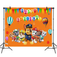 [ในสต็อก] PAW Patrol 125*80ซม. 3D การ์ตูนพื้นหลังผ้า Tapestries &amp; Hangings เด็กวันเกิด Party บอลลูนสีเหลืองธีมถ่ายภาพพื้นหลังผ้า Props ตกแต่ง