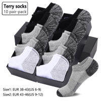 10 Pairs-pack Mens Invisible Socks Terry Mesh Ventilating Comfort Fit Performance Cotton Cushioned Athletic No-Show Socks Men