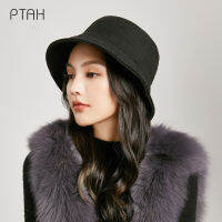 [PTAH] Autumn Winter Bucket Hat for Woman 2021 New Woolen Hats For Girls Temperament Warmer Bonnet Ladies Casual Hats Cap Female