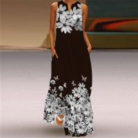 COD DSTGRTYTRUYUY Elegant White Sleeveless Sexy Dress Women Butterfly Floral Print Vintage Summer Beach Long Maxi Dress 2022 Club Party Tank Dress