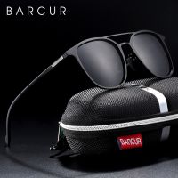 BARCUR แว่นกันแดดผู้ชายกลม TR90วัดวาอารามสีดำแว่นตากันแดดสำหรับผู้หญิงแว่นกันแดดสีดำแว่นตา Lunette De Soleil Femme