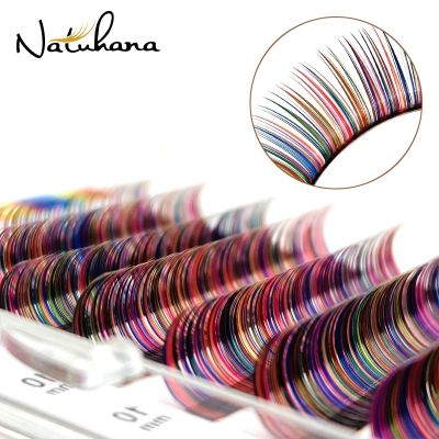 NATUHANA ขนตาปลอมคละสี,การต่อขนตา8-14มิงค์ปลอมขนตาที่มีสีสันคละสีรุ้ง Peralatan Rias ขนตา