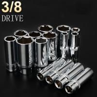 3/8 quot; Drive Deep Hex Socket Wrench Head Cr-v Alloy Rustproof 6 Point Ratchet Spanner Socket Set Car Repair Socket For Nut Removal