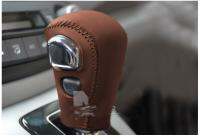 dvfggv Airspeed Genuine Leather Hand-stitched Gear Shift Knob Cover for Honda CRV CR-V 2007-2011 Automatic Brown Black Car Styling