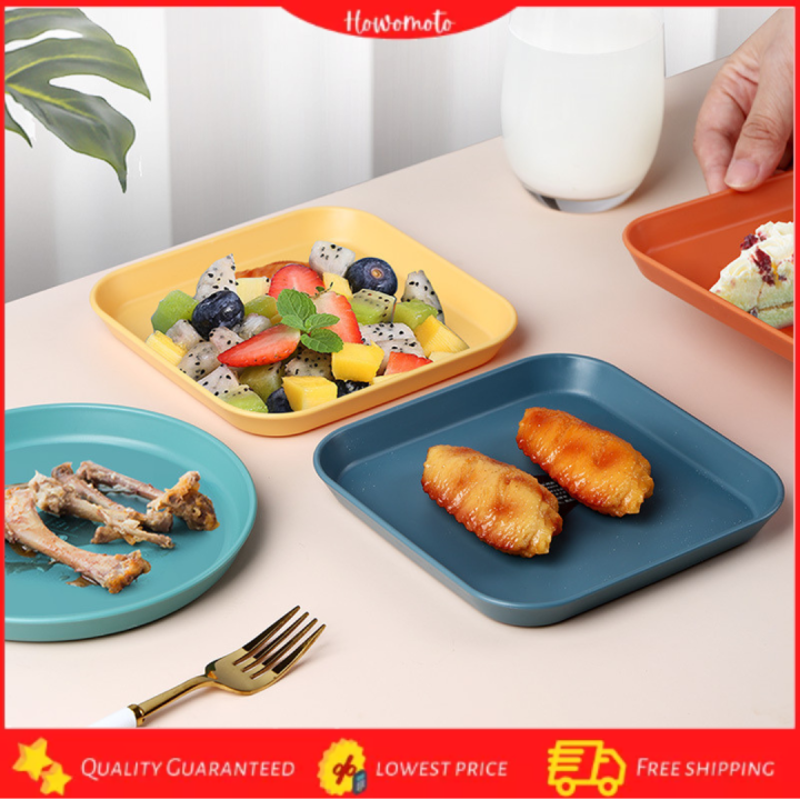 Colorful Picnic Square Circle Plate Microwavable Serving Platters ...