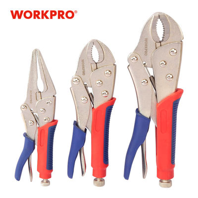 WORKPRO 3PC Locking Pliers Welding Tools Pliers Set 7" 10" Curved Jaw Pliers 6-12" Straight Jaw Pliers