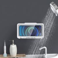 1 Pcs Kitchen Toilet Mobile Phone Holder Waterproof Touchable Case Wall Mounted Bath Bathroom Phone Shelves Storage Box