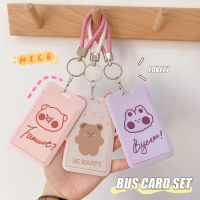 【CW】Kawaii Card Holder With Lanyard Ins Cartoon Bear Bunny Card Set Korea Photocard Holder Lanyard Card Holder Trading Card Holder