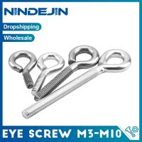 NINDEJIN 1-20pcs Sheep Eye Screw Eyebolt M3 M4 M5 M6 M8 M10 Stainless steel Ring Hook Ring Bolt Eye Hooks Machine Screw