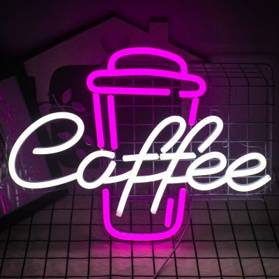 Wanxing Neon Light Coffee Cup Luminous LED Sign Party Wedding Shop Birthday Reunion Room Mural Personality Wall Decoration