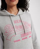 SUPERDRY VINTAGE LOGO OUTLINE POP ENTRY HOOD UB - ฮู้ดดี้ เสื้อฮู้ดแบบมีซิป สำหรับผู้หญิง สี Grey Marl