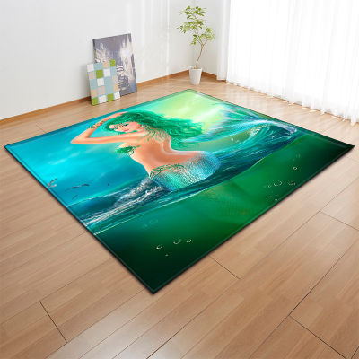 Cartoon Mermaid 3D printing Carpets For Living Room Bedroom Area Rugs Soft Flannel Child Game Crawl Floor Mat Kids Room play Rug