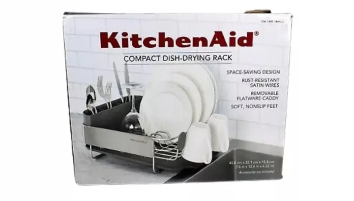 KitchenAid Compact Stainless Steel Dish Rack, Satin Gray